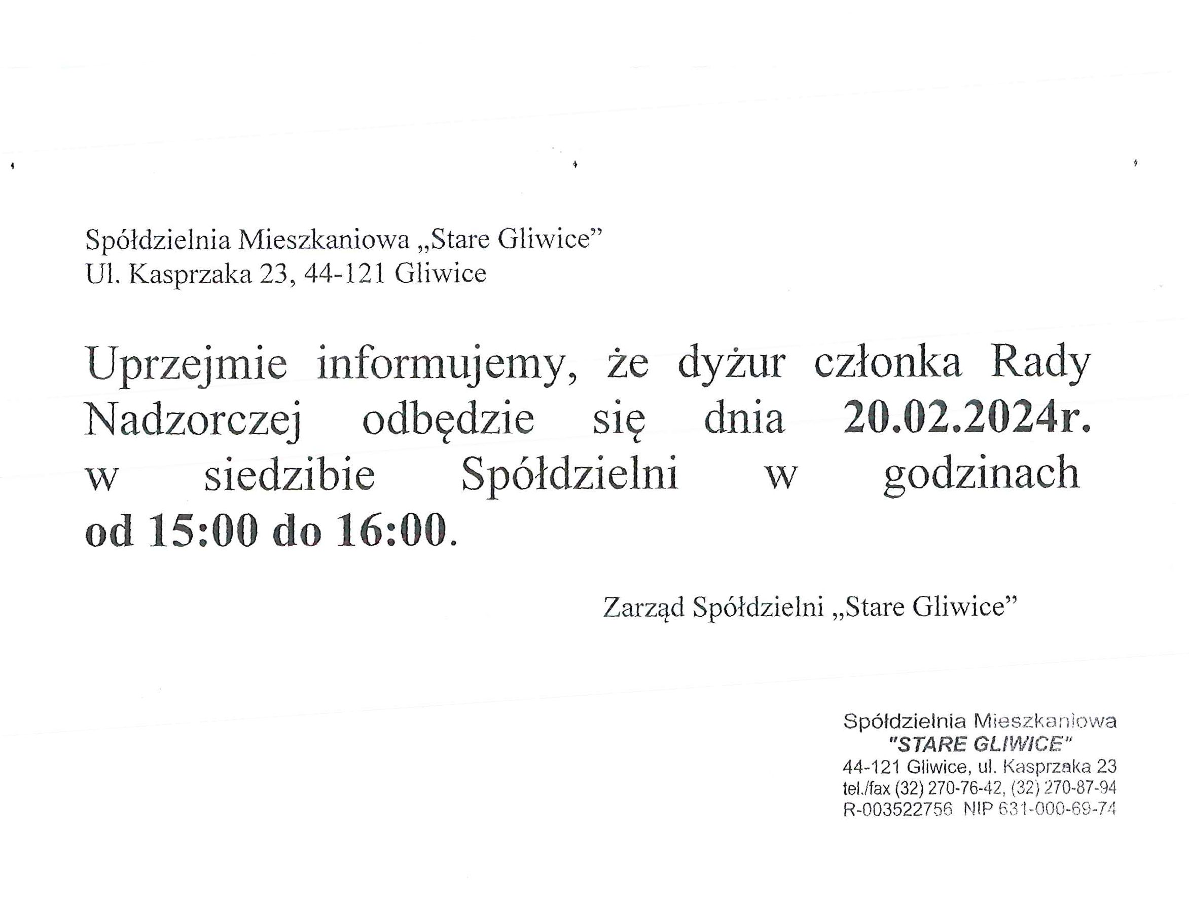 Dyżur 20.02.2024