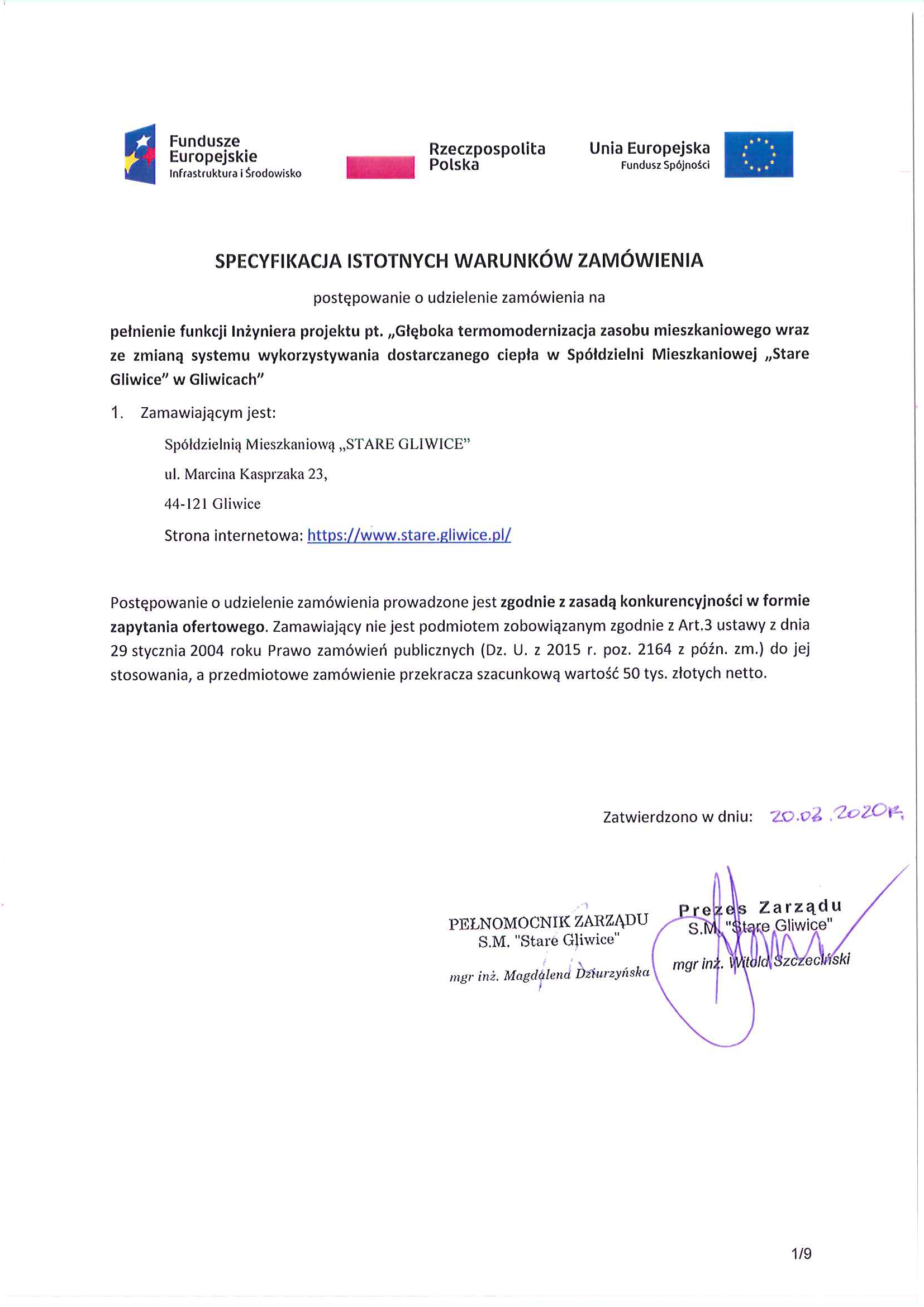 Ogłoszenie przetarg na inżyniera projektu