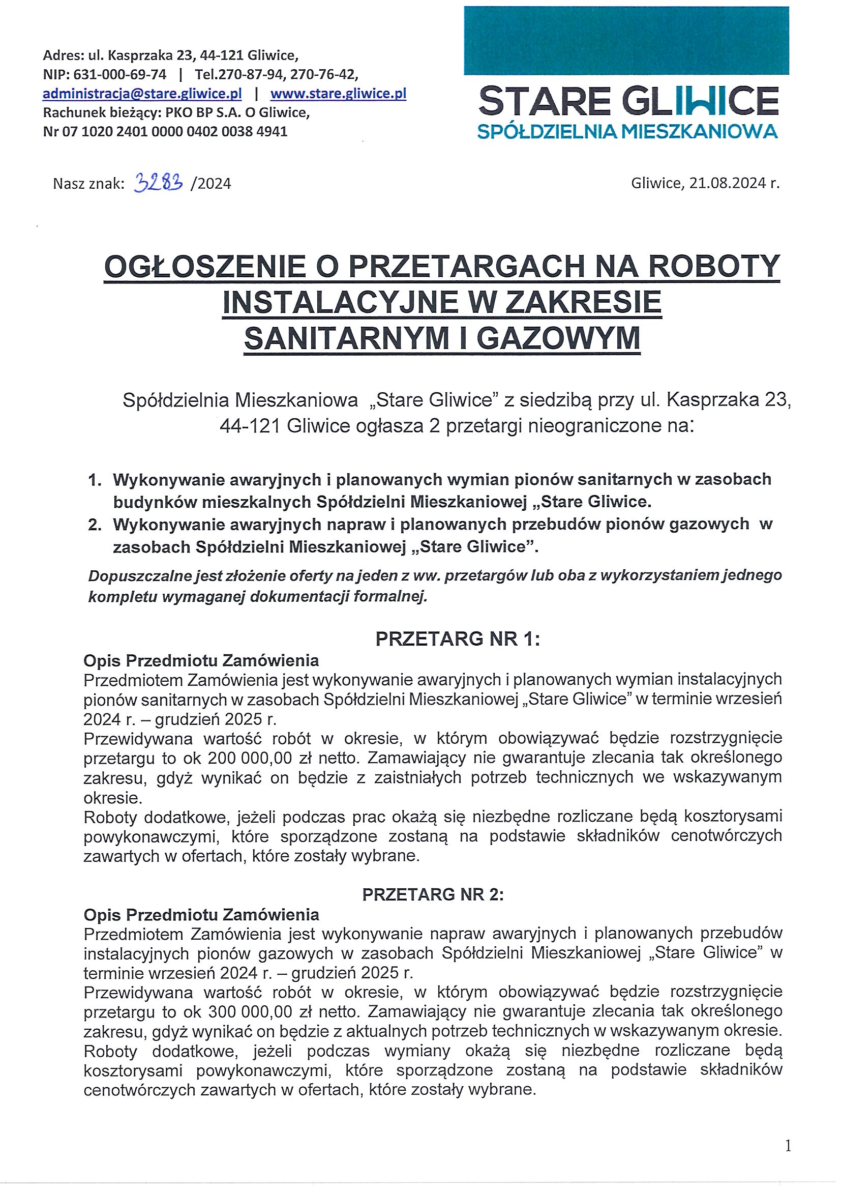 Wyciąg z ogłoszenia instal1