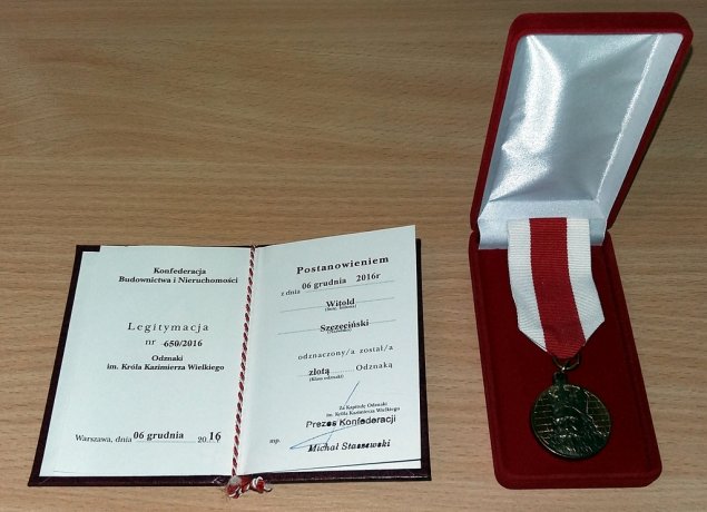 Odznaka KBiN im. Króla Kazimierza Wielkiego dla Spółdzielni „Stare Gliwice”