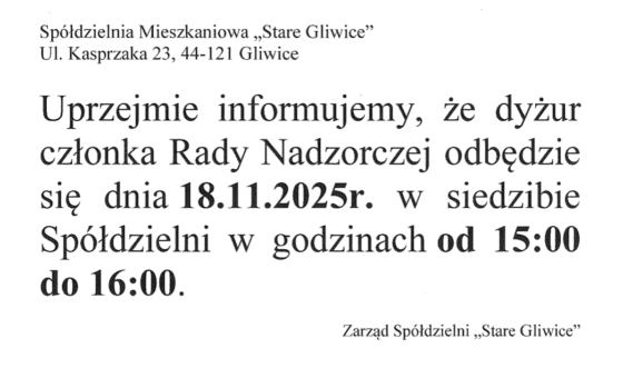 Dyżur Rady Nadzorczej 18.11.2025 15:00-16:00
