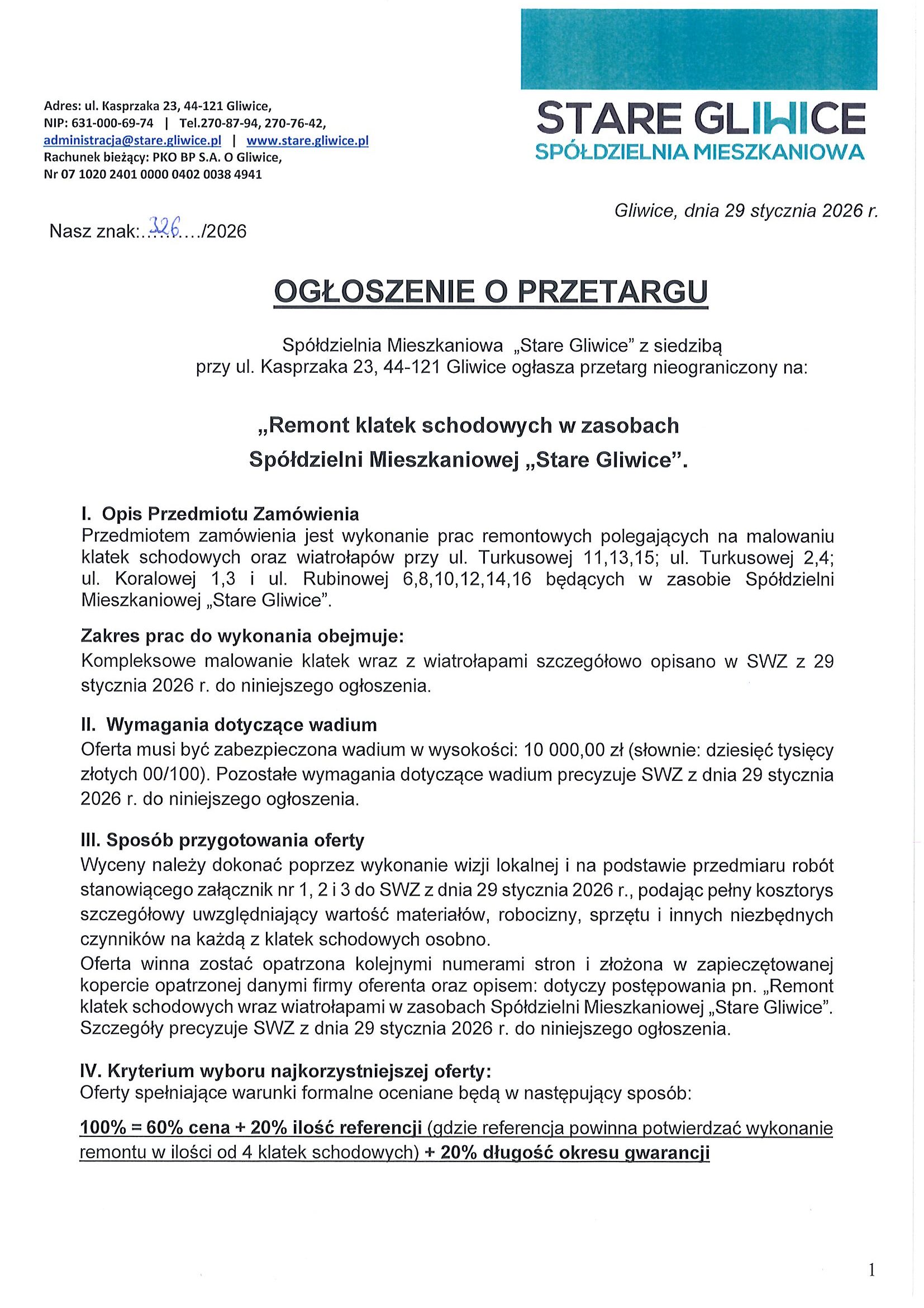 przetarg remont klatek schod. str.1