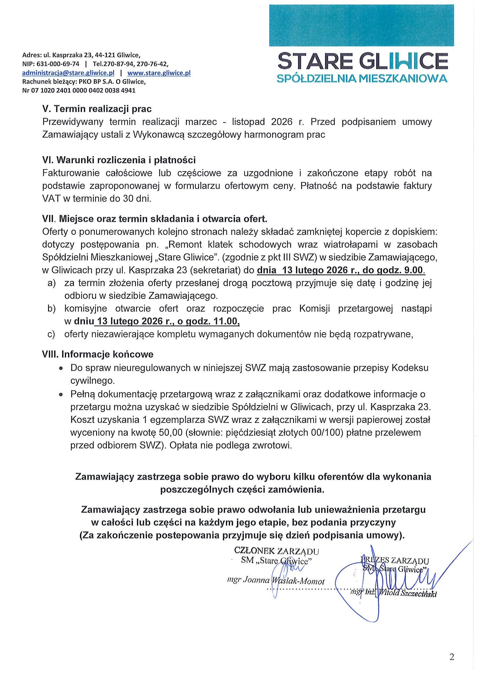 przetarg remont klatek schod. str.2